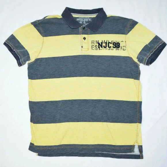 VTG Nautica Jeans Co NJC99 Spell Out Gray Yellow - Picture 1 of 4